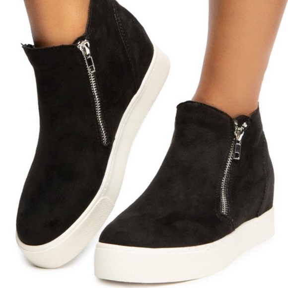 Black Hightop Hidden Wedge Sneaker - Picture 6 of 6